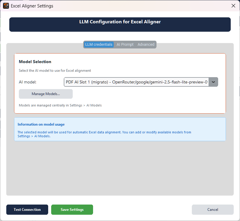 LLM Configuration - Credentials