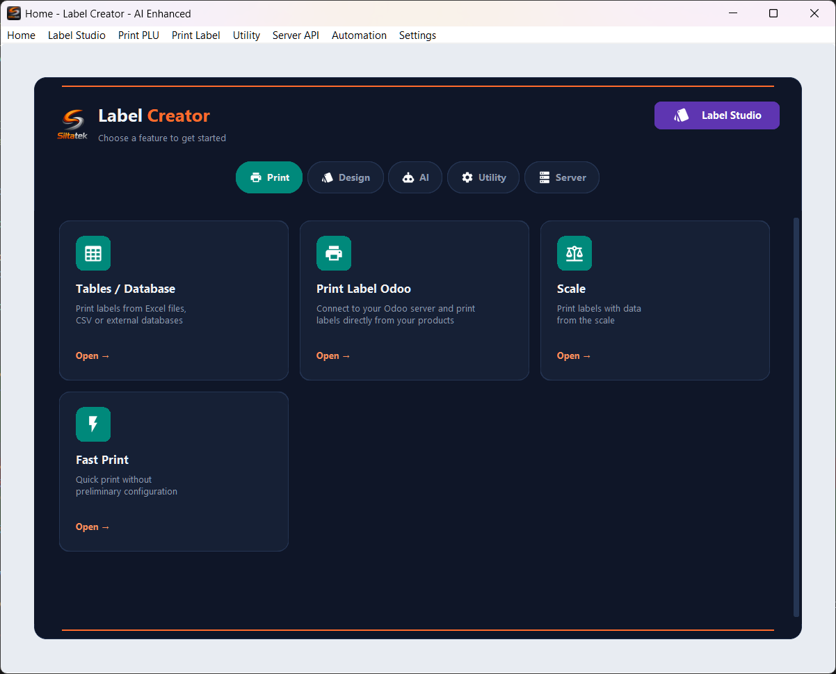 Label Creator - Home Screen