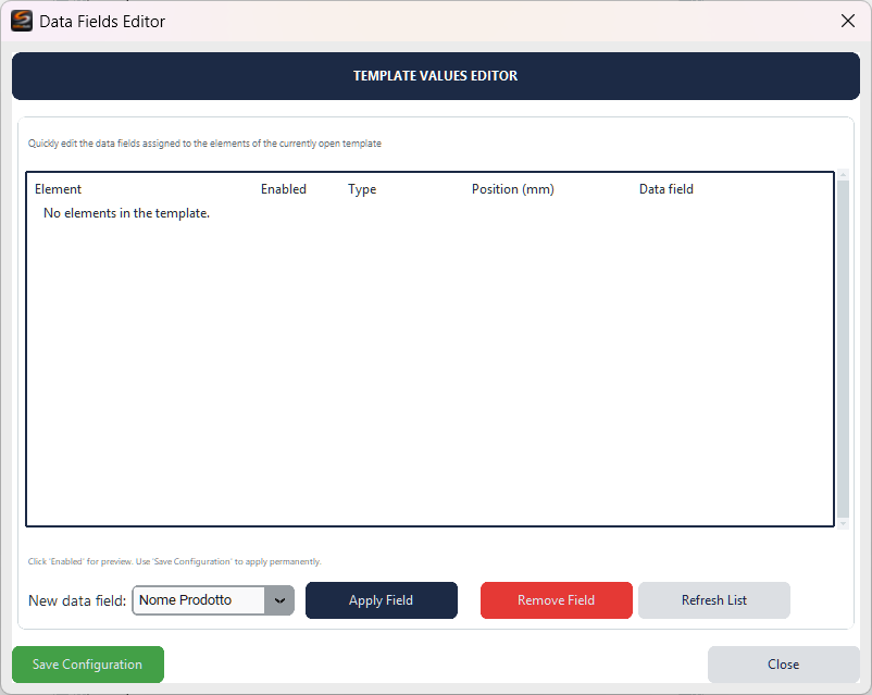 Label Studio - Editor Valori Template