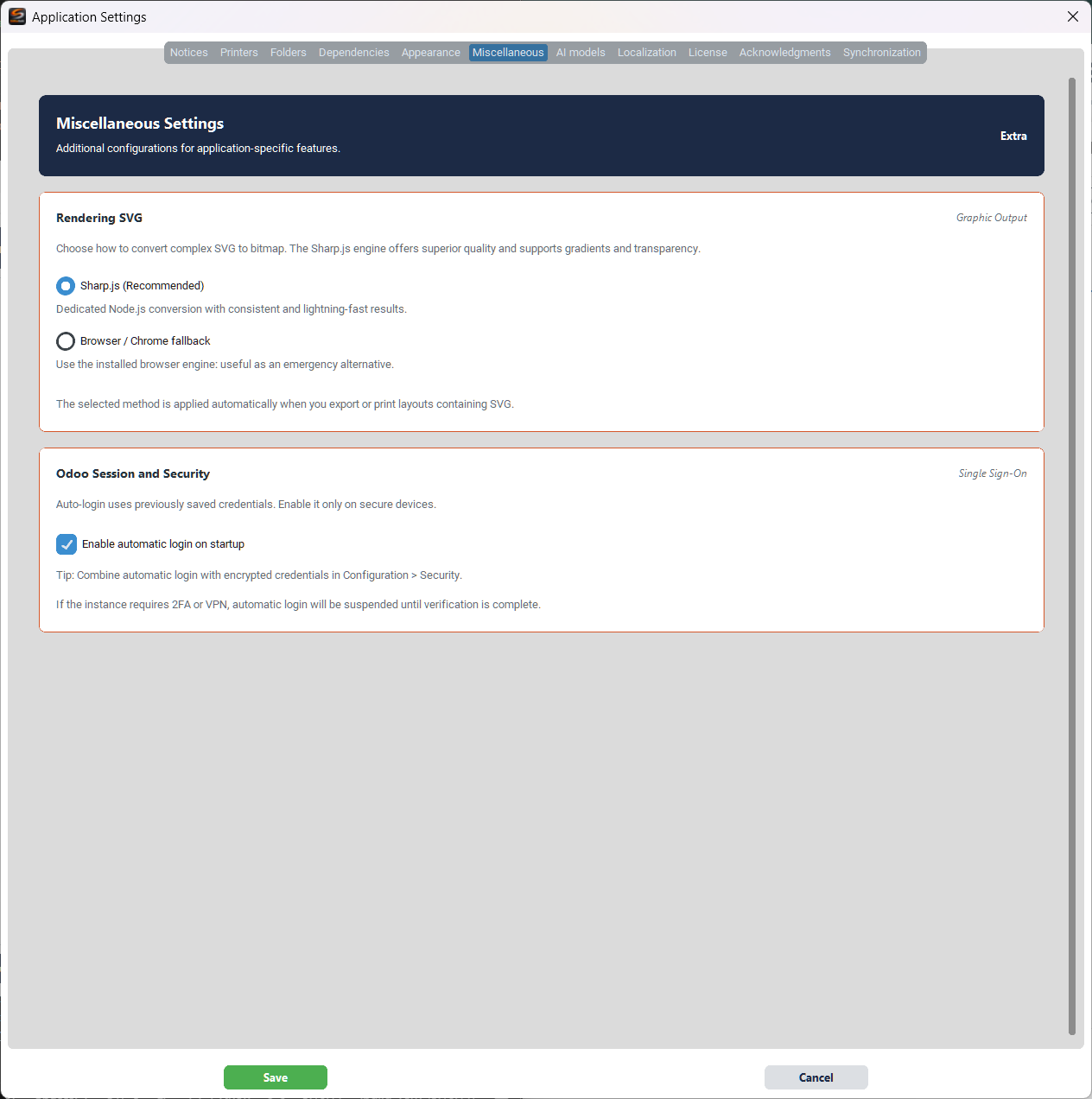 Settings - Label Creator | Siltatek Documentation