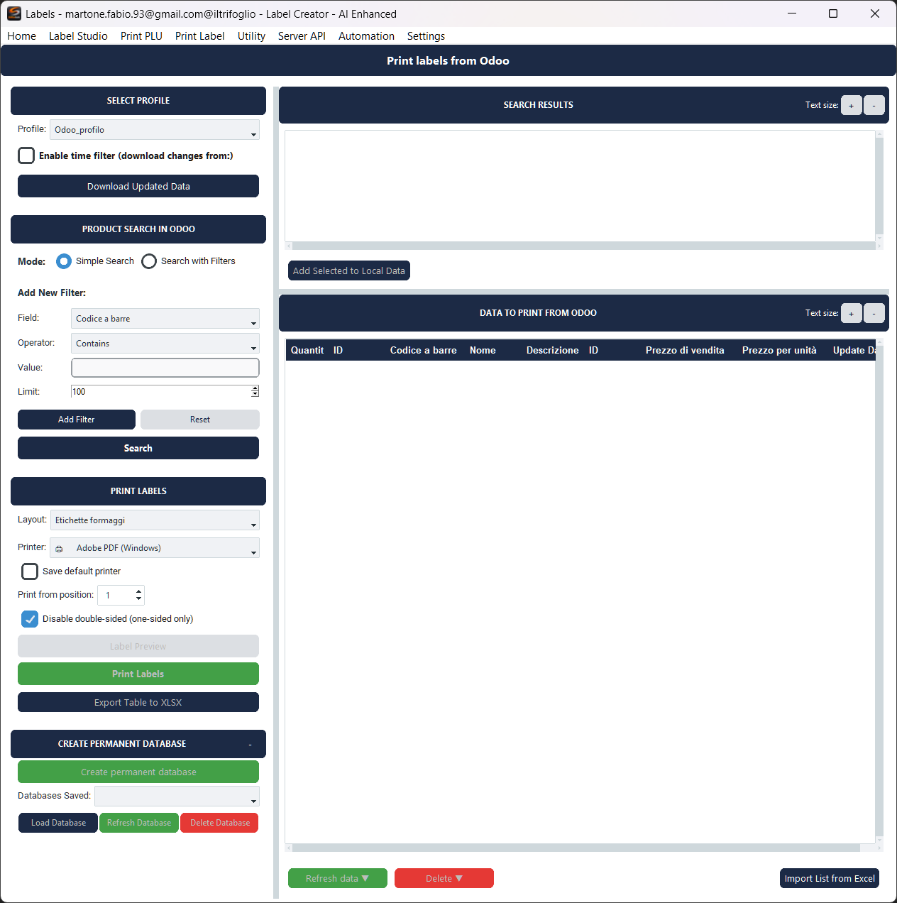 Label Creator - Stampa etichette da Odoo